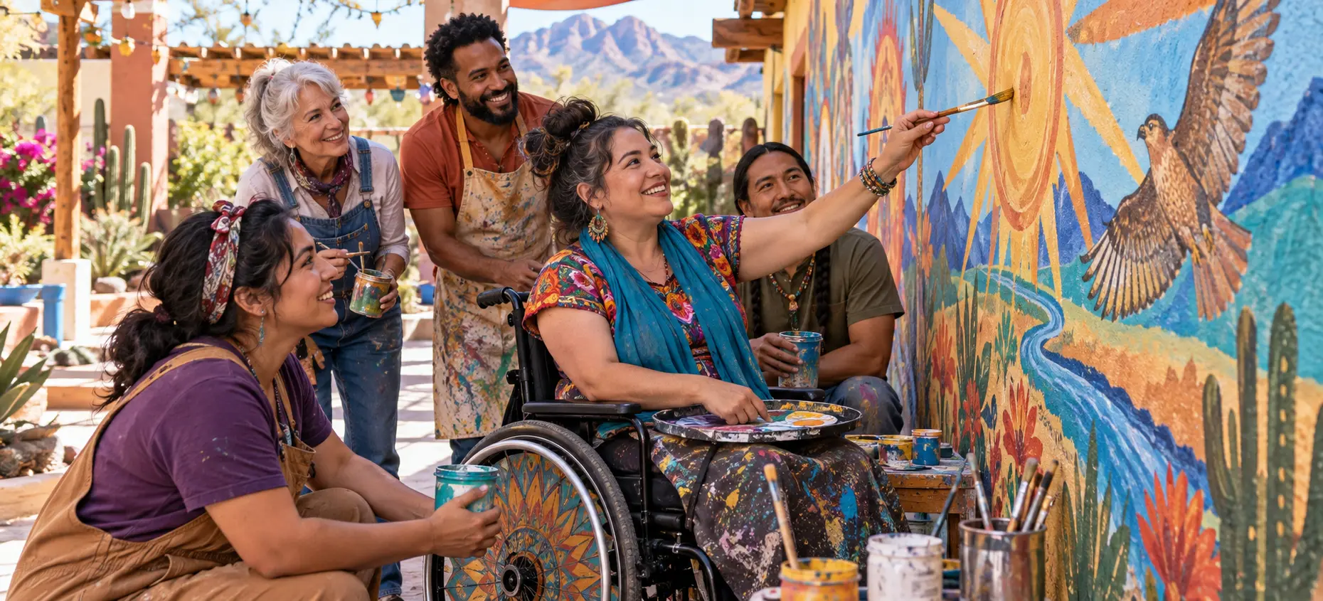 A wheelchair user leading a collaborative planning session
