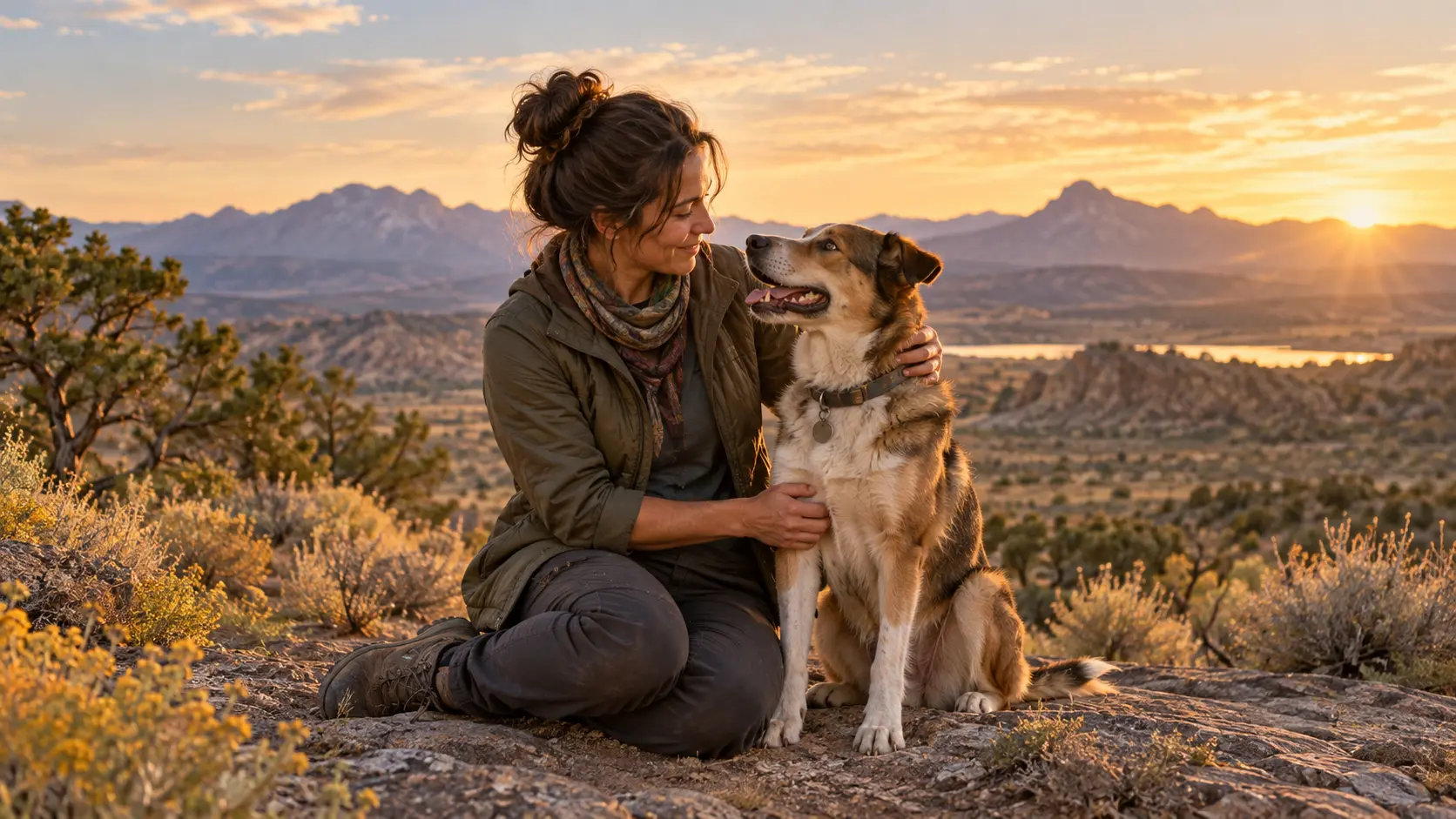 A person sharing a close bond with a companion animal